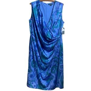 Lauren Ralph Lauren Paisley Draped Front Dress 16W NWT